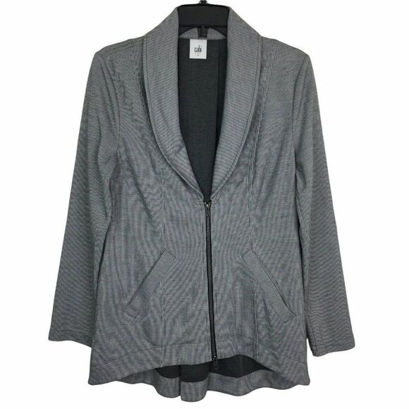CAbi Jackets & Blazers - CAbi Womens Size Small Gray Style 5300 Drop Off Jacket‎ Hi Lo Front Back Zippers